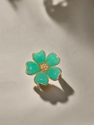 Chrysophrase, 18K Gold, and Diamond Pin