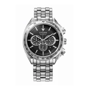 Citizen Carson Mens Eco Drive Stainless Steel Black Dial Sports Chronograph Watch