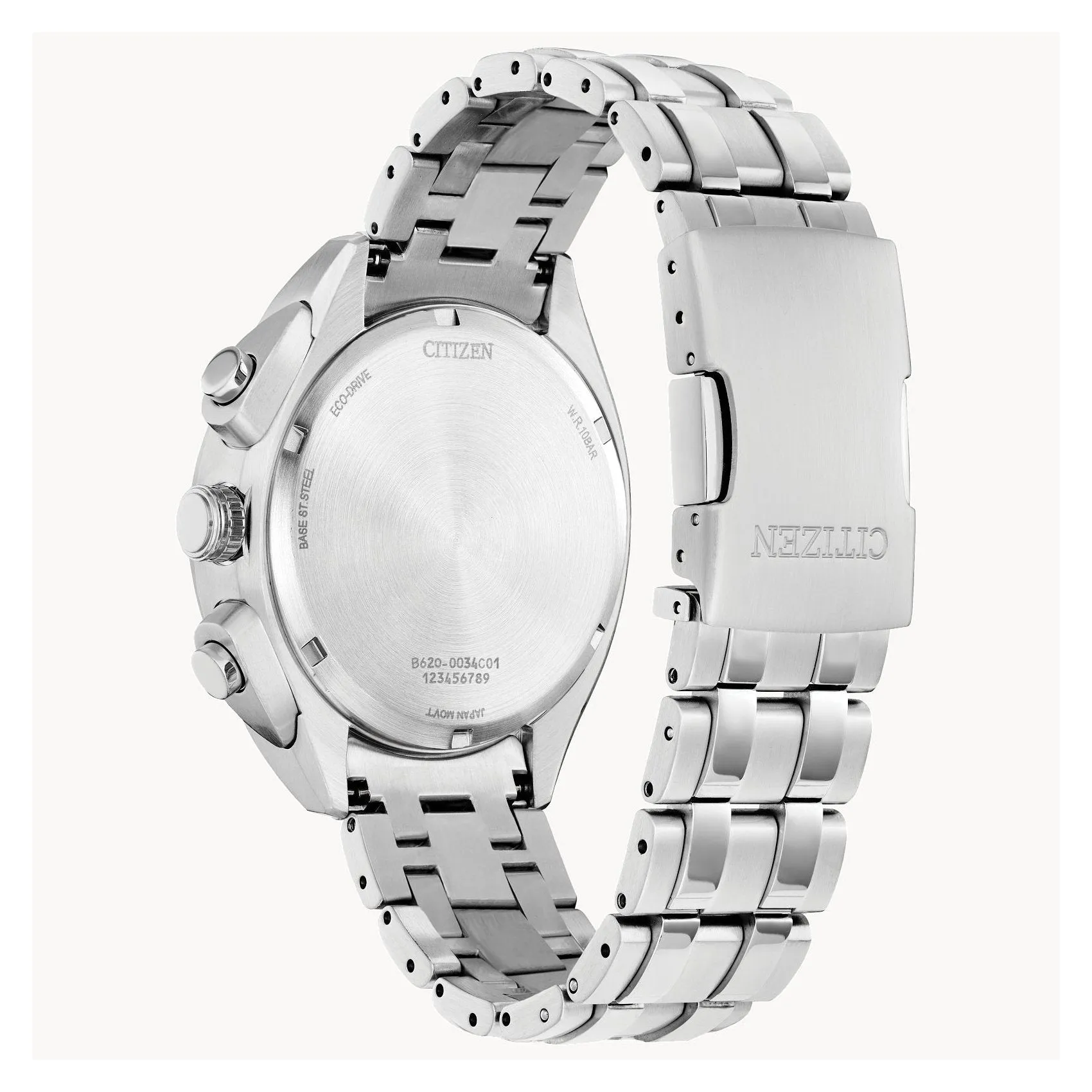 Citizen Carson Mens Eco Drive Stainless Steel Black Dial Sports Chronograph Watch