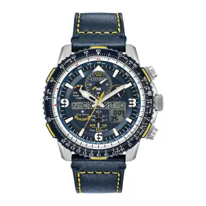 Citizen Promaster Blue Angels Skyhawk A-T Mens Eco Drive Chronograph Blue Leather Strap Watch