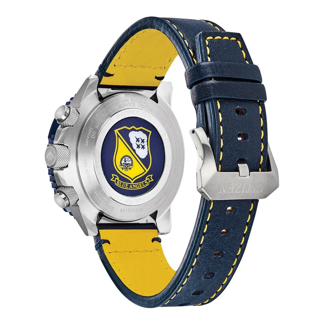 Citizen Promaster Blue Angels Skyhawk A-T Mens Eco Drive Chronograph Blue Leather Strap Watch