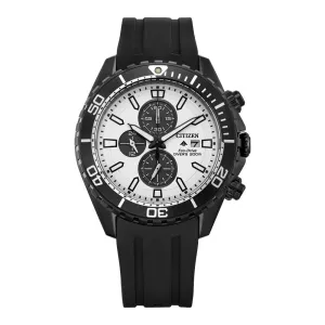 Citizen Promaster Dive Mens Eco Drive Chronograph Black Tone Rubber Strap Watch