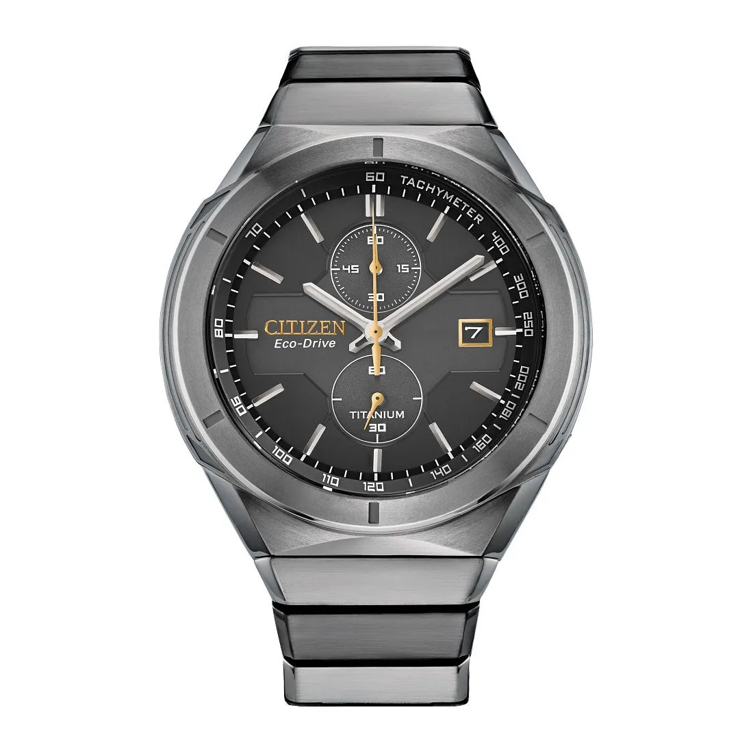 Citizen Super Titanium Armor Mens Eco Drive Chronograph Black Dial Watch