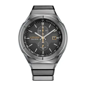 Citizen Super Titanium Armor Mens Eco Drive Chronograph Black Dial Watch