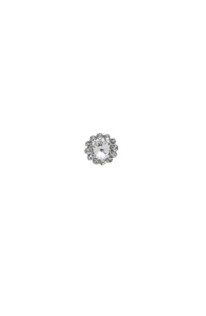 Clear Flower Button Brooch