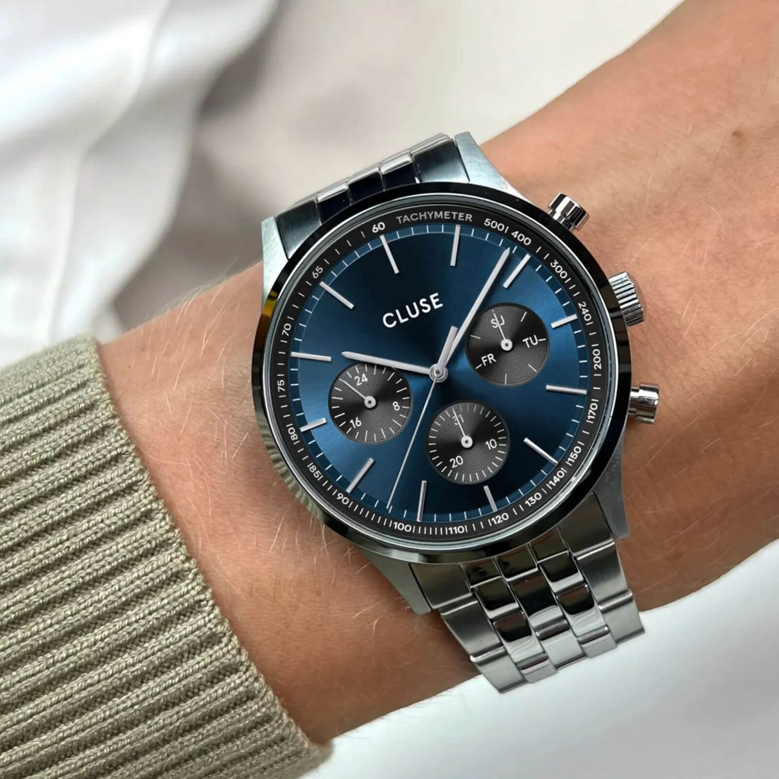 Cluse Antheor Multifunction Steel Watch - Blue/Black
