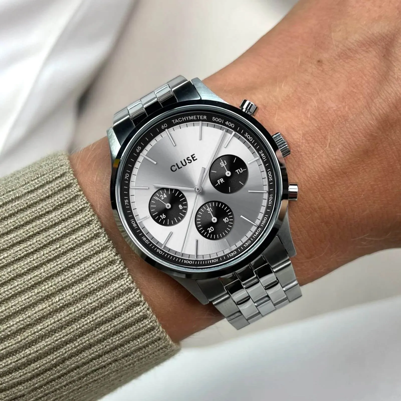 Cluse Antheor Multifunction Steel Watch - Silver