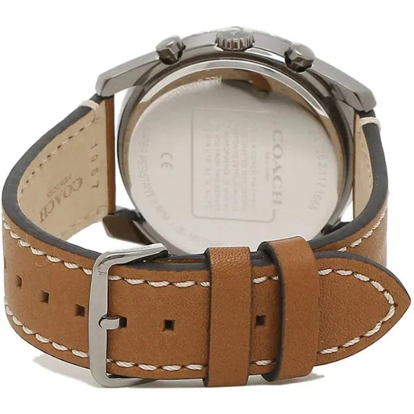 Coach Thompson Brown Leather Strap Black Dial Chronograph Quartz Watch for Gents - 14602410