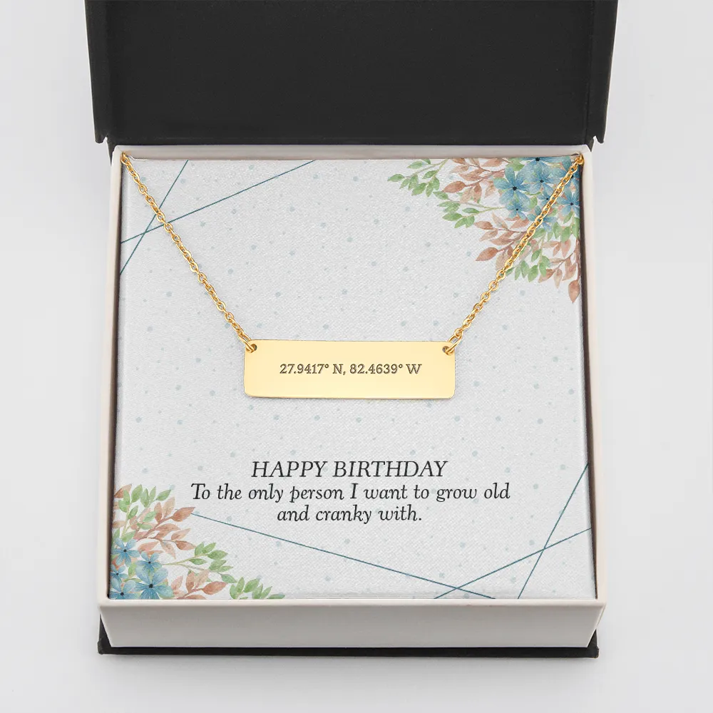 Coordinates Bar Necklace-Happy Birthday