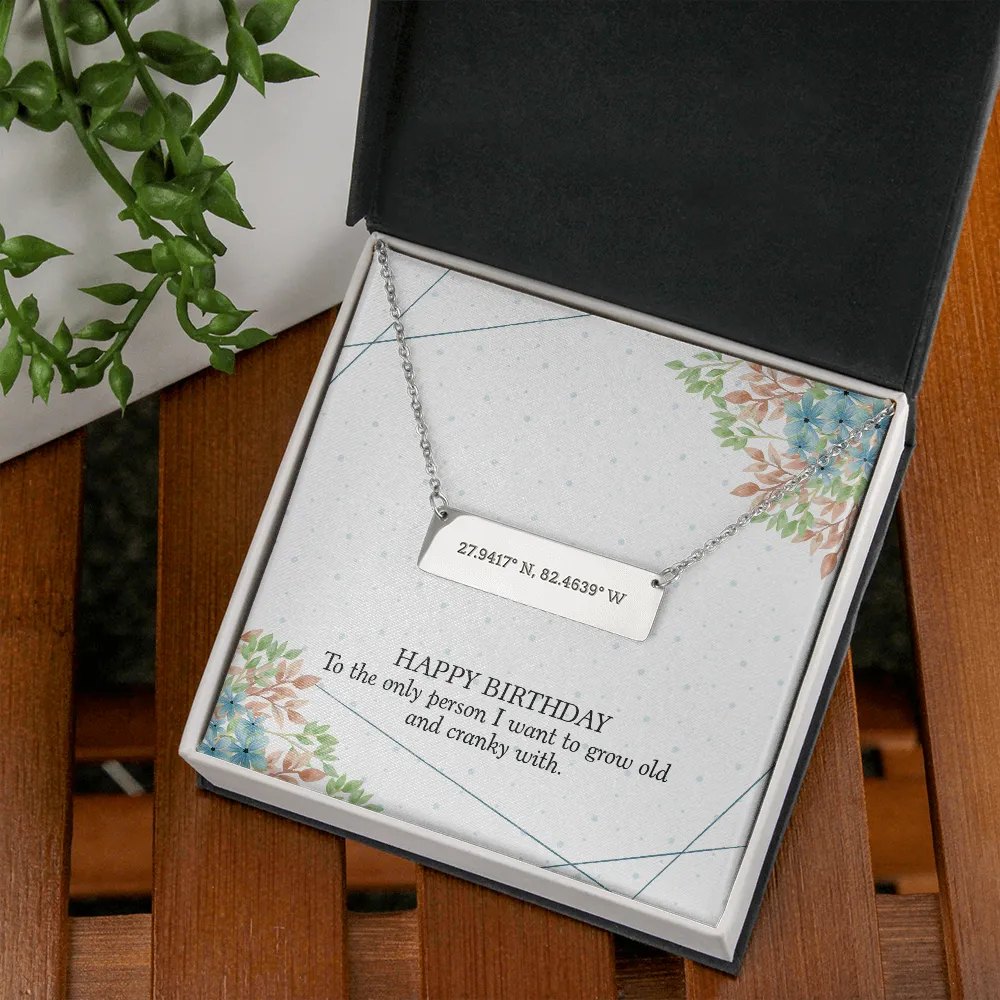 Coordinates Bar Necklace-Happy Birthday
