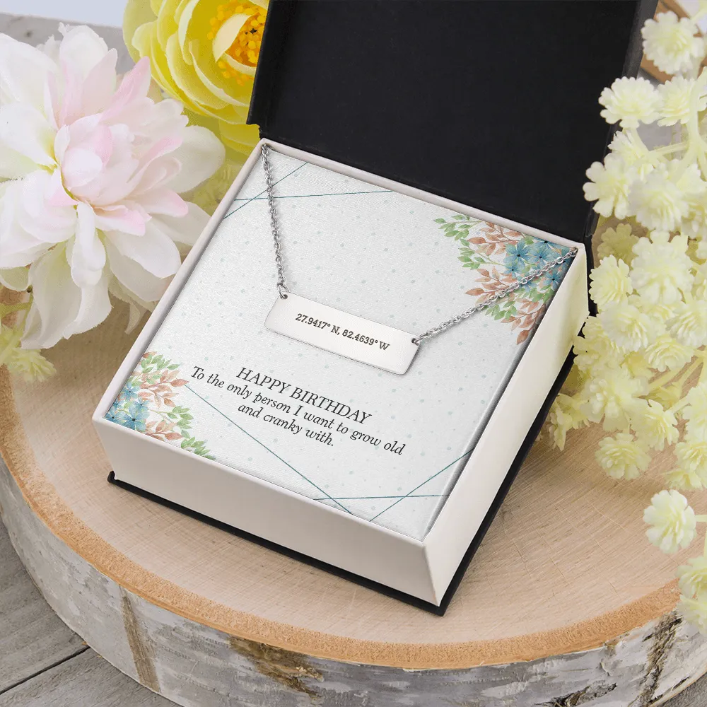 Coordinates Bar Necklace-Happy Birthday