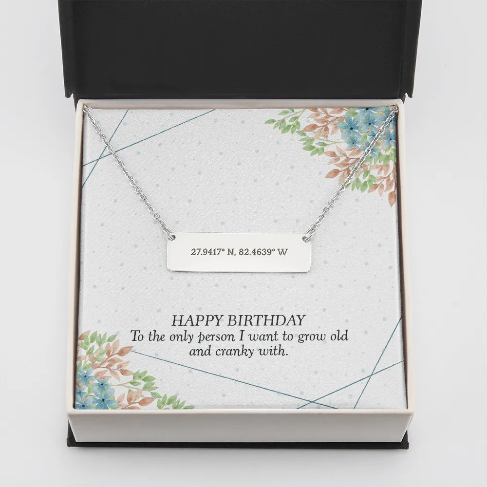 Coordinates Bar Necklace-Happy Birthday