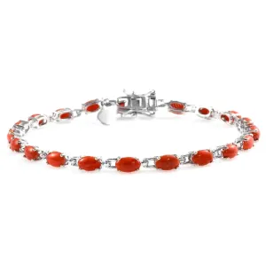 Coral 925 Sterling Silver Tennis Bracelet Jewelry