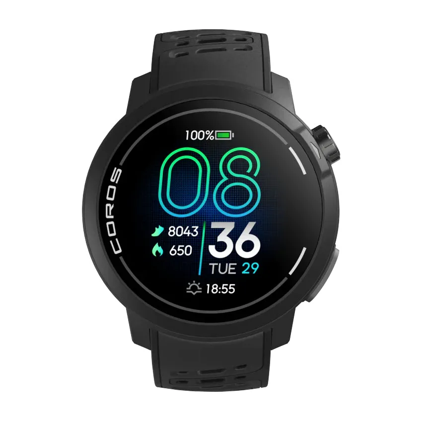 COROS Pace Pro Silicone Strap GPS Sport Watch Black