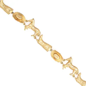 Cowboy Horse Hat Charm Bracelet Vintage 14k Yellow Gold Fine Animal Jewelry 7"