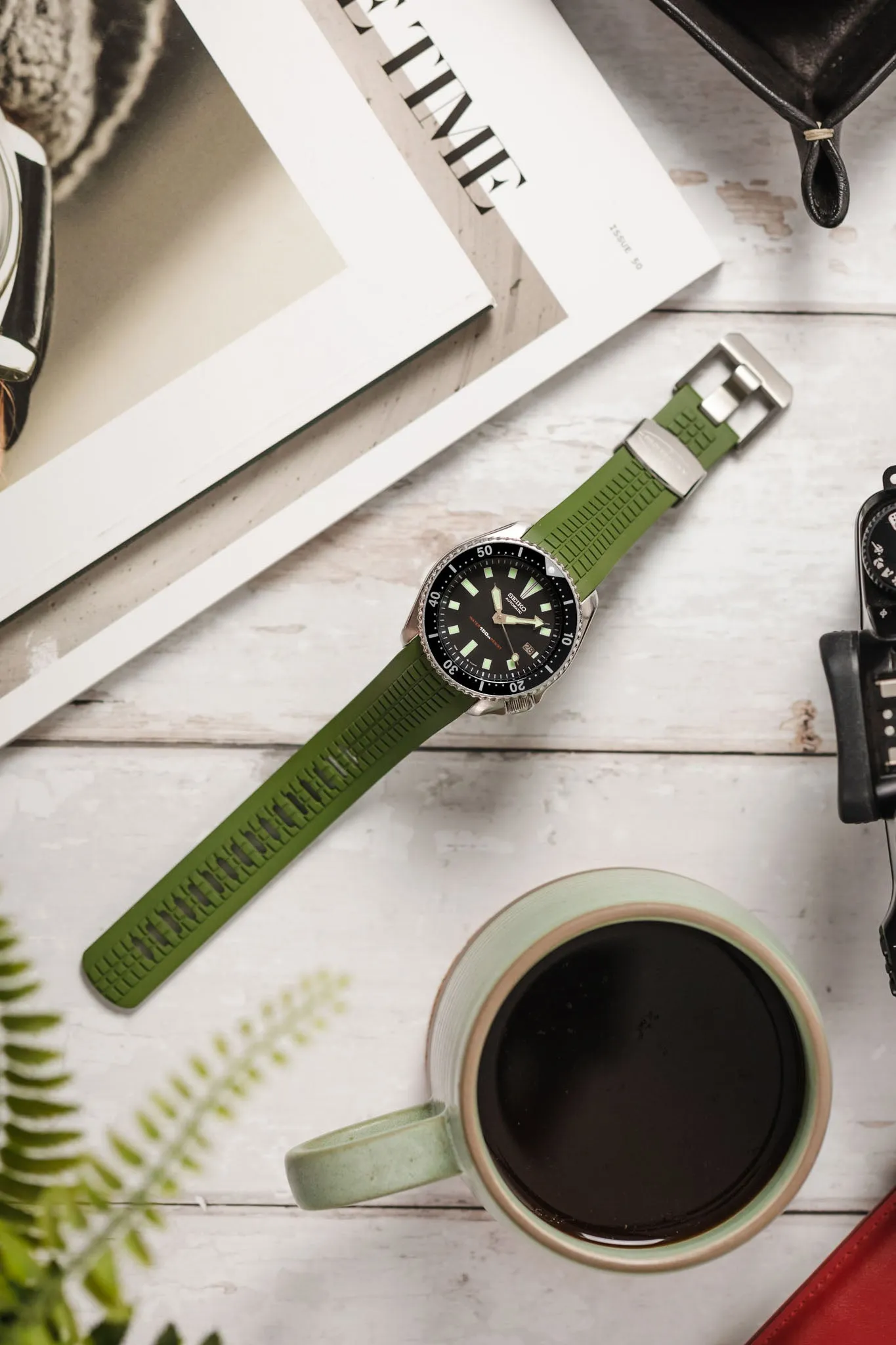 CRAFTER BLUE CB11 'Aquanaut' Rubber Watch Strap for Seiko SKX Series – GREEN