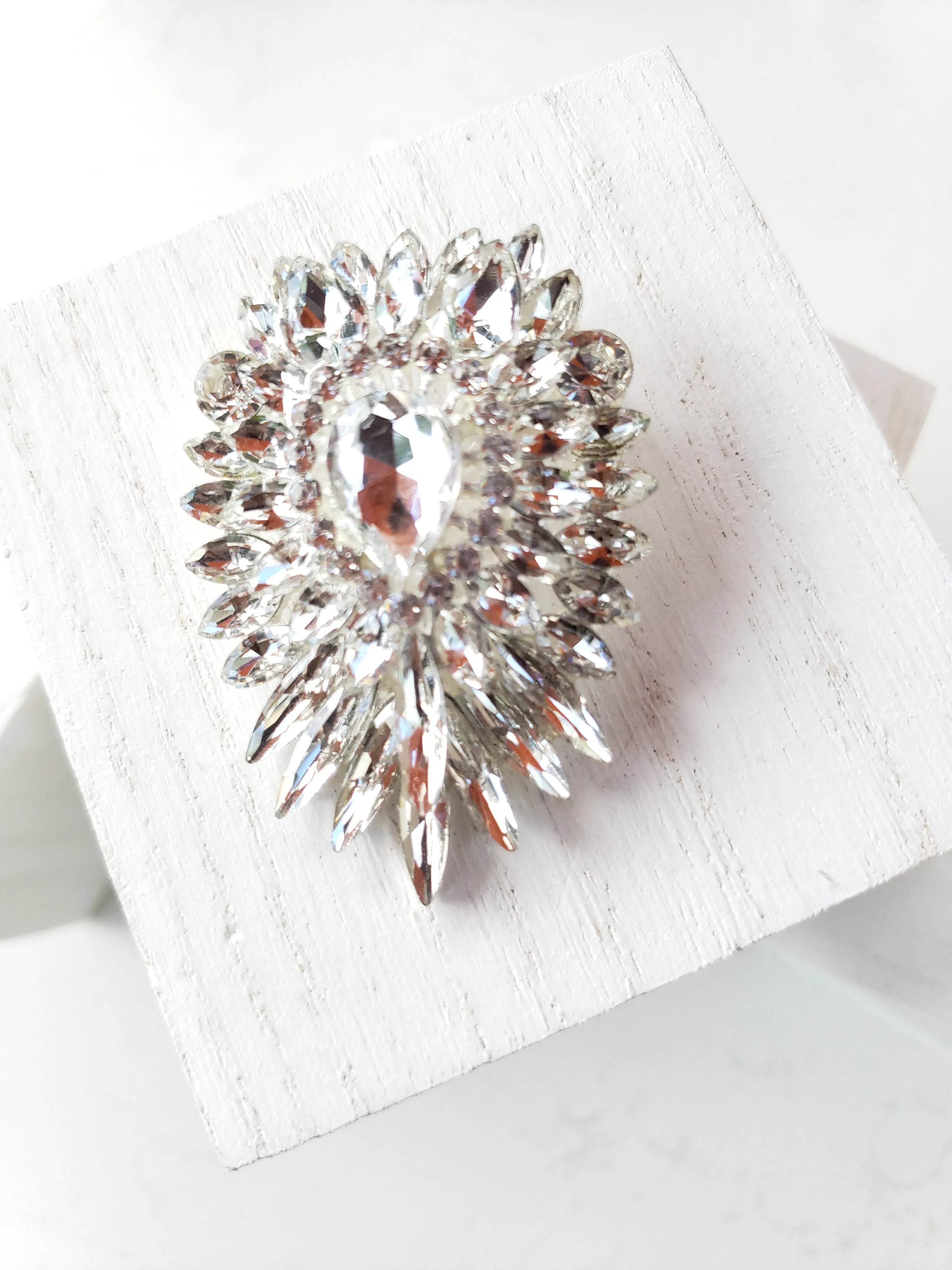 Crystal Pear Blaze Brooch - 3 Colors