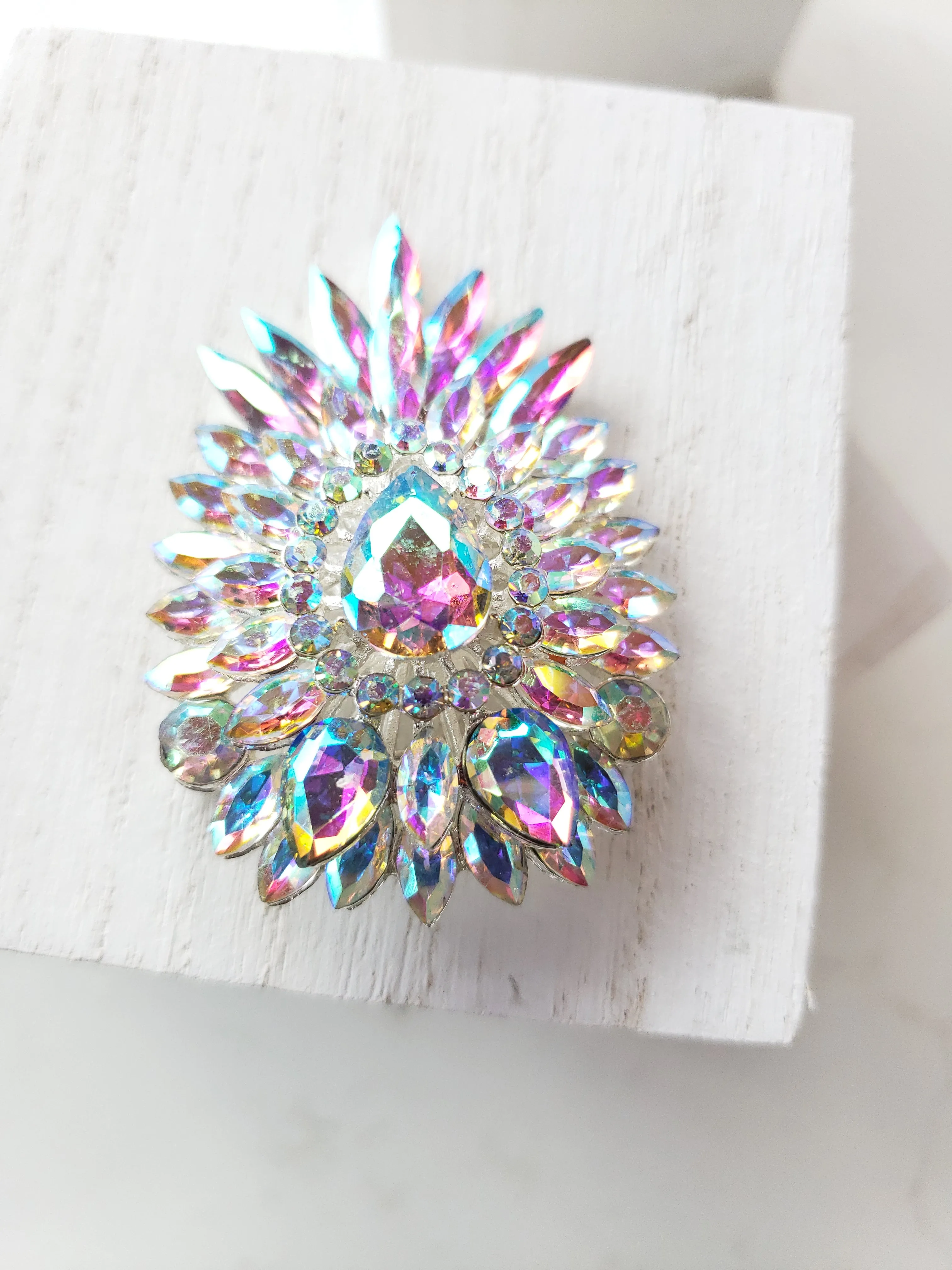 Crystal Pear Blaze Brooch - 3 Colors