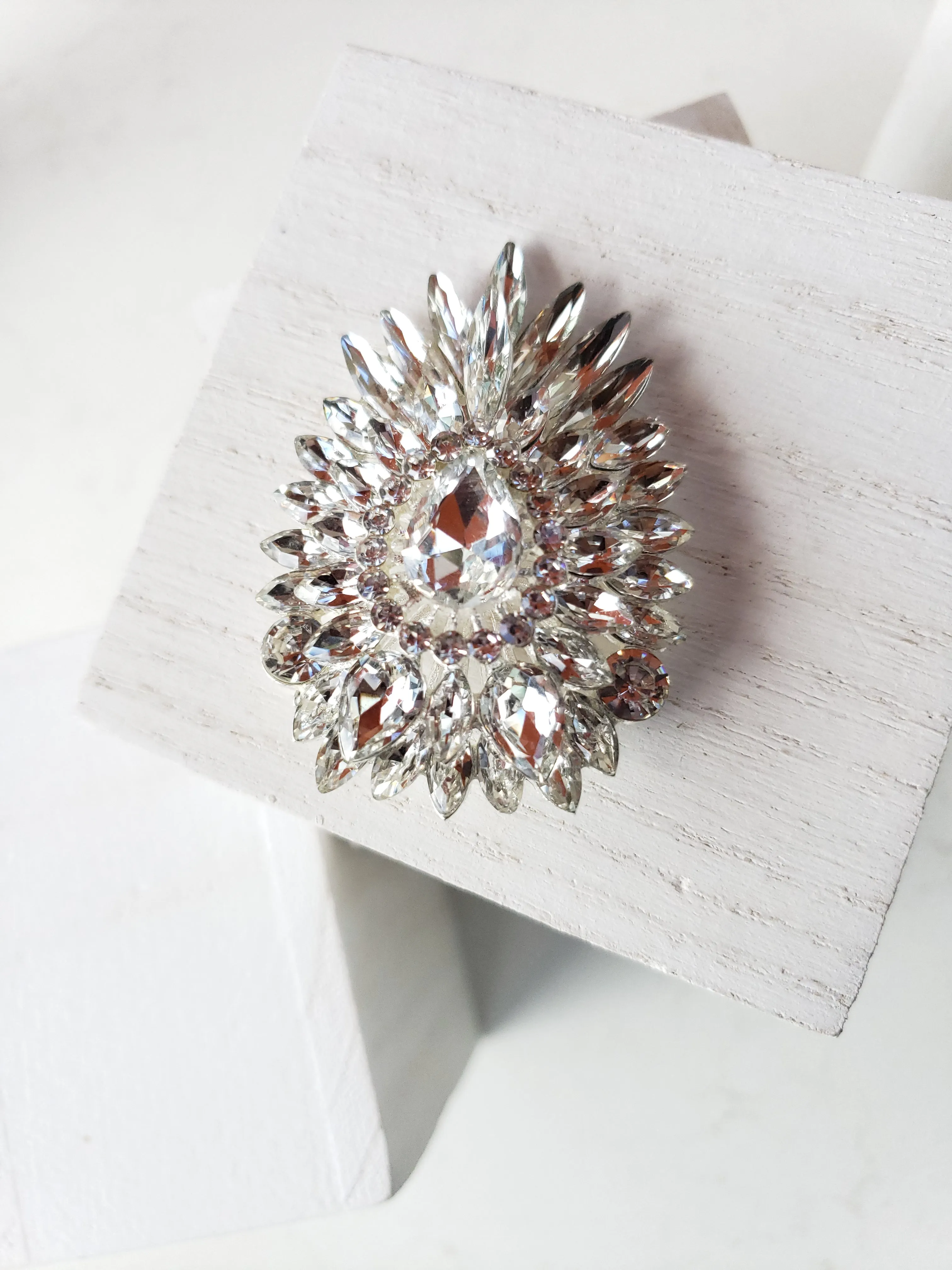 Crystal Pear Blaze Brooch - 3 Colors