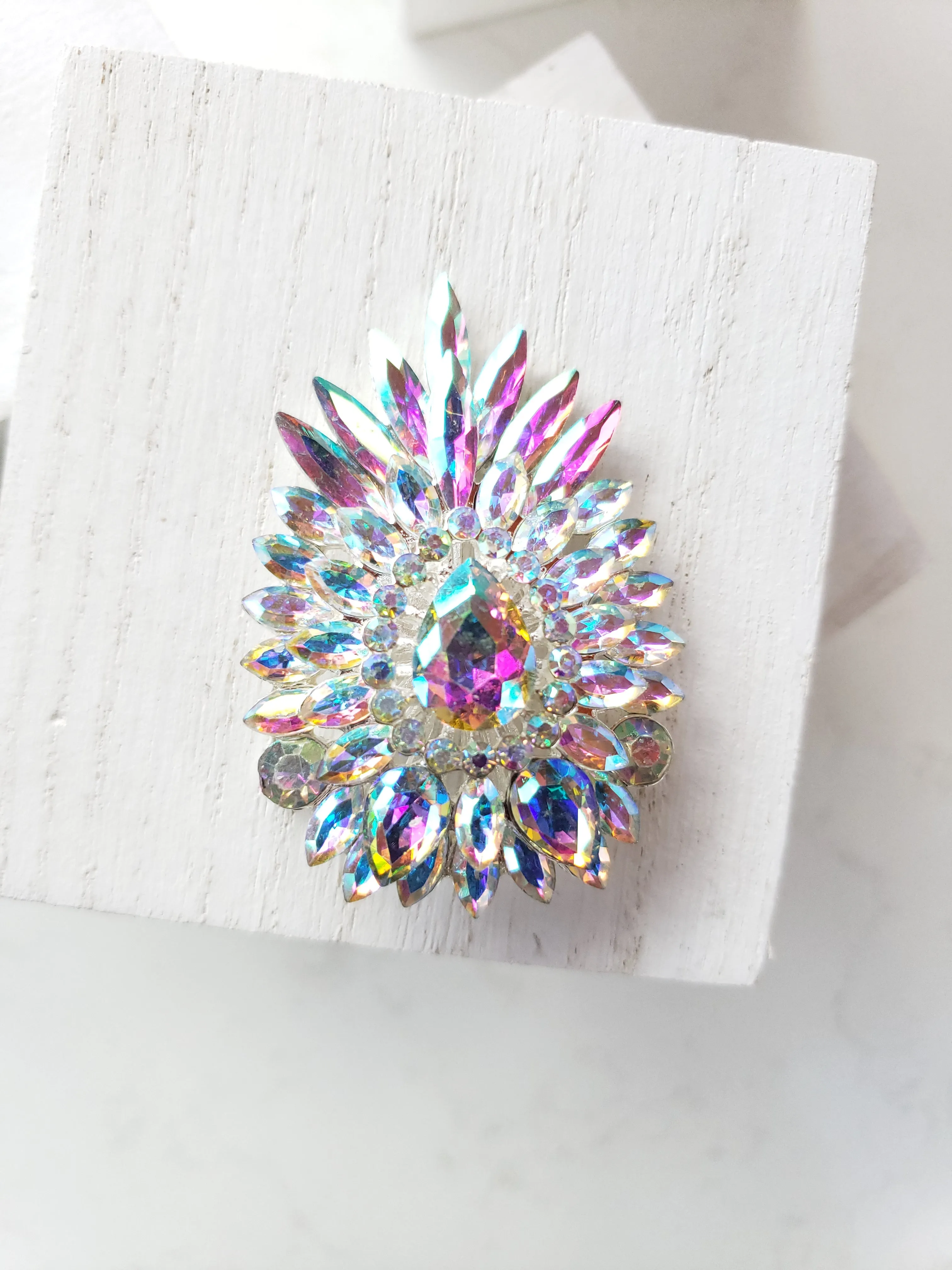 Crystal Pear Blaze Brooch - 3 Colors