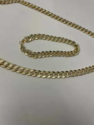 Cuban Link Diamond Cut 14K Gold Filled Necklace 24" Chain and 8.5" Bracelet Jewelry Chain Set