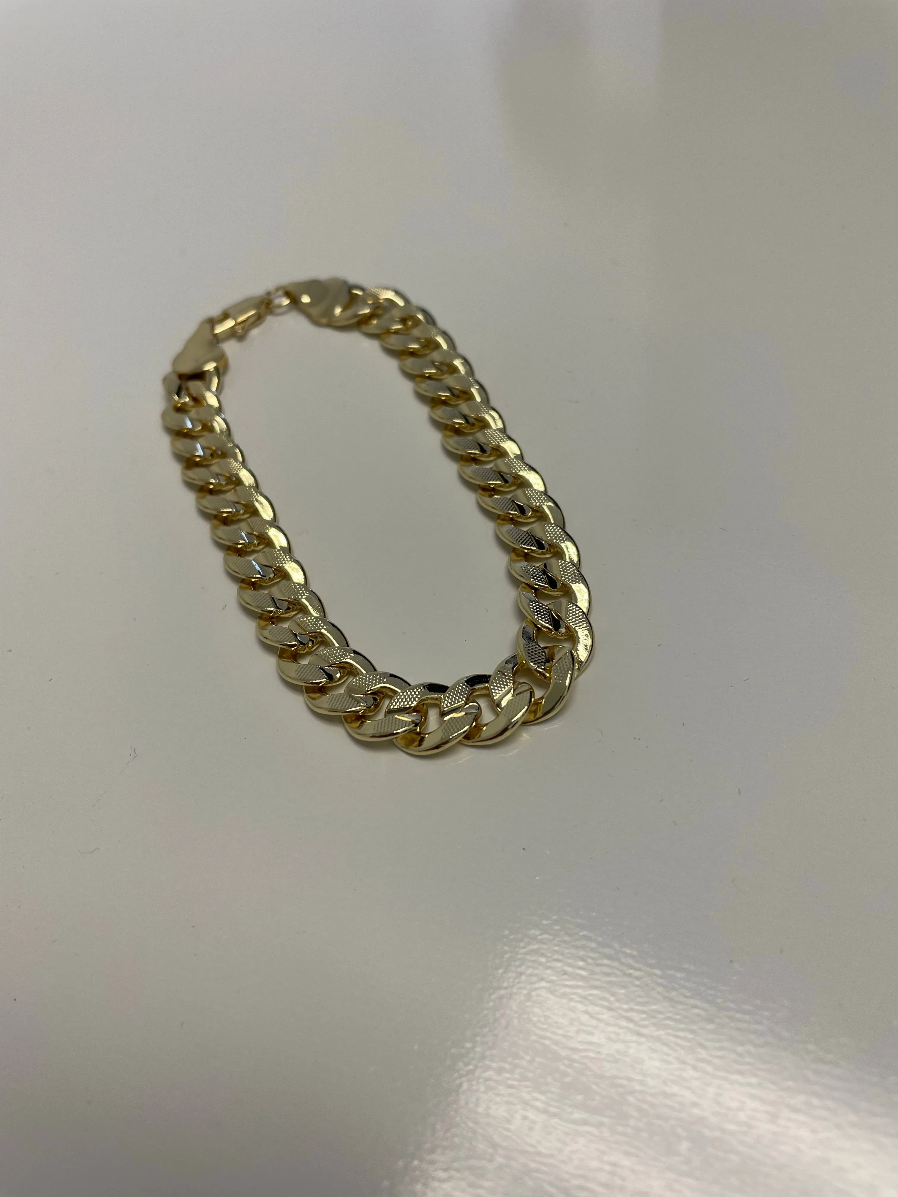 Cuban Link Diamond Cut 14K Gold Filled Necklace 24" Chain and 8.5" Bracelet Jewelry Chain Set