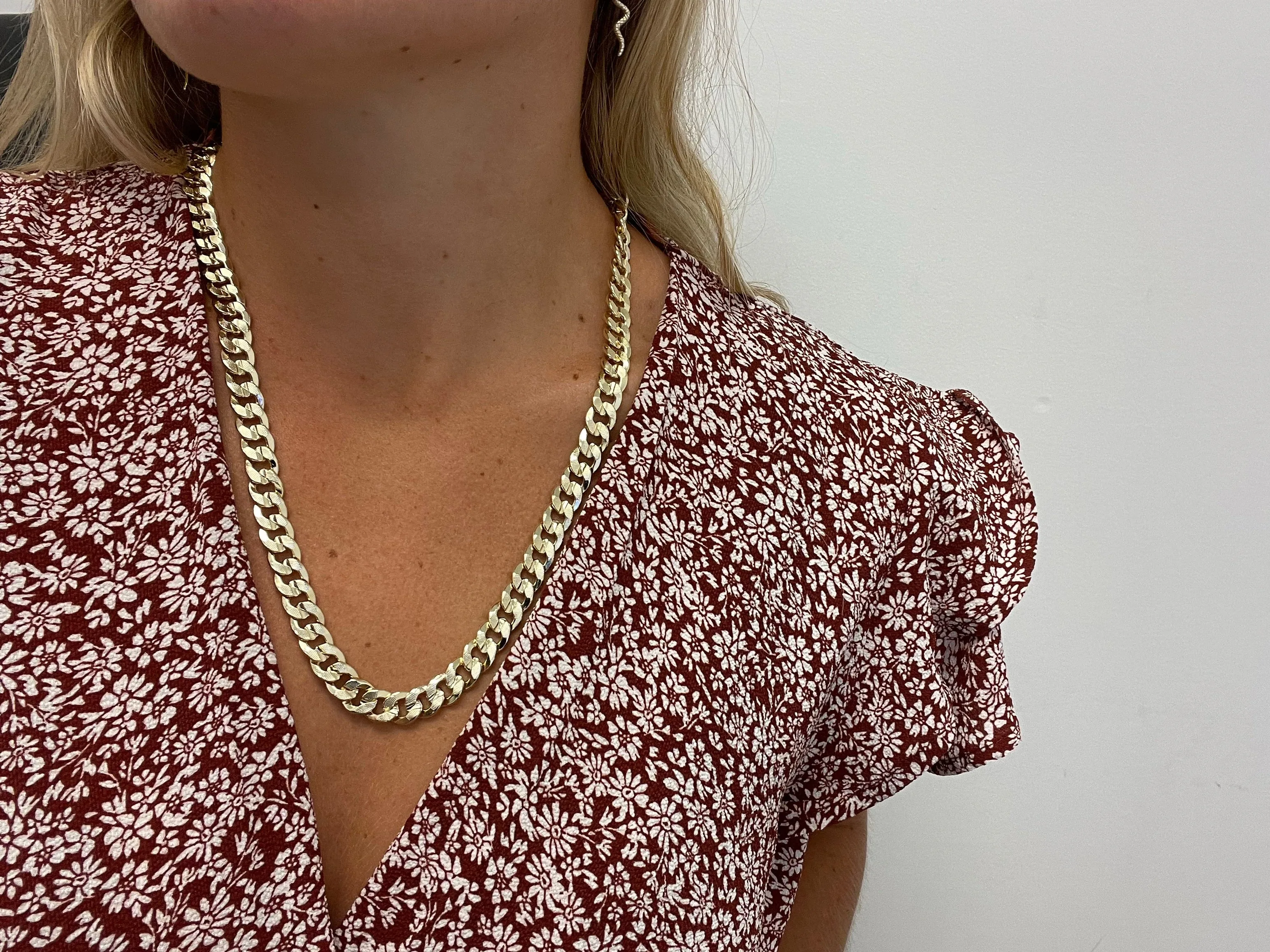 Cuban Link Diamond Cut 14K Gold Filled Necklace 24" Chain and 8.5" Bracelet Jewelry Chain Set