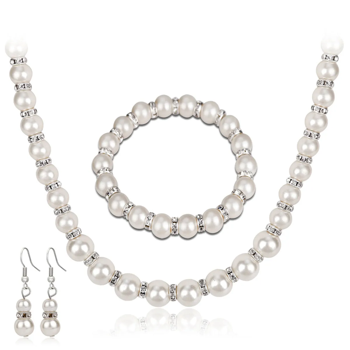 Cubic Zirconia & Pearl Polished Jewelry Set