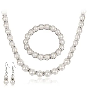 Cubic Zirconia & Pearl Polished Jewelry Set