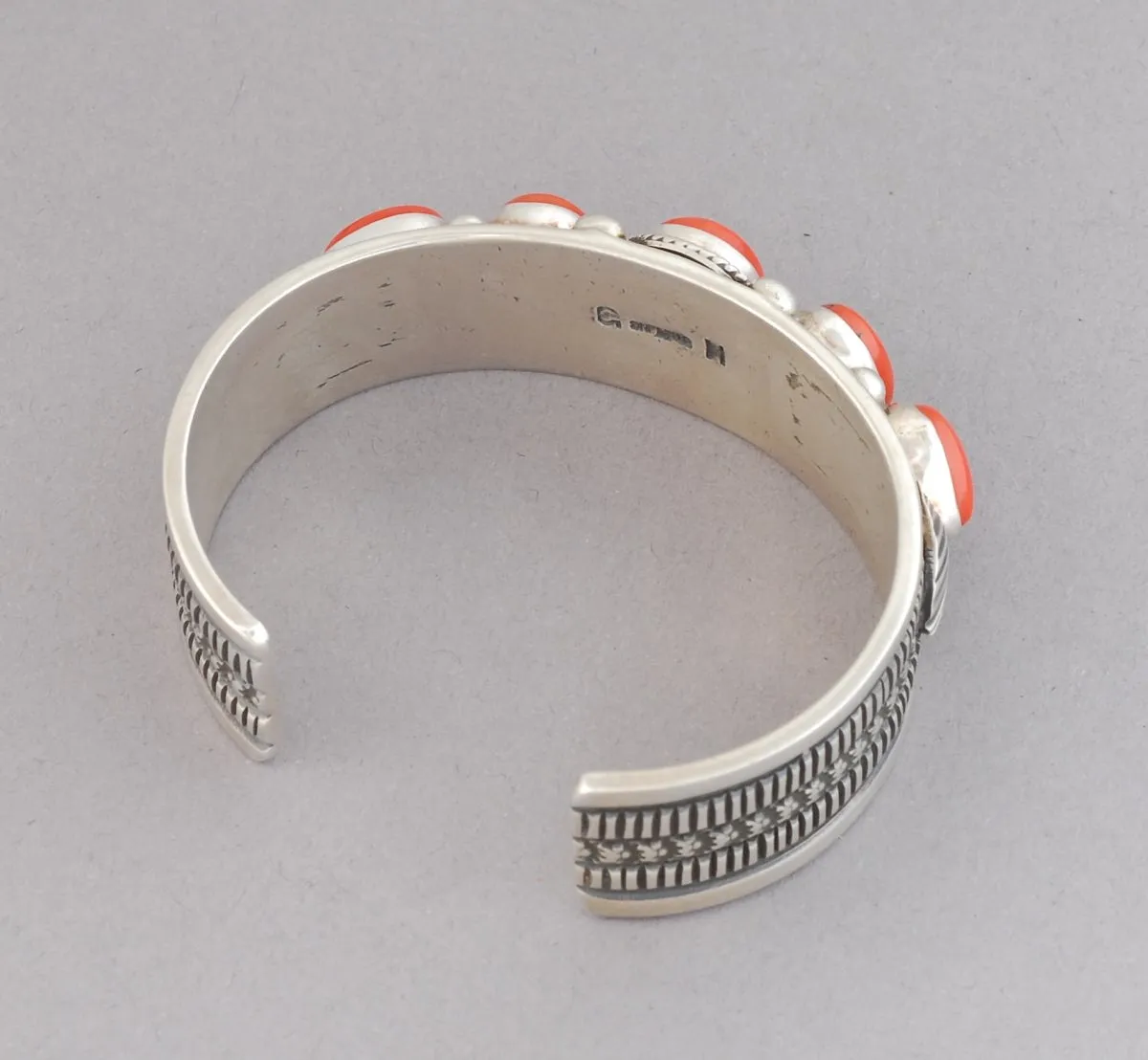 Cuff Bracelet with Red Coral by Guy Hoskie