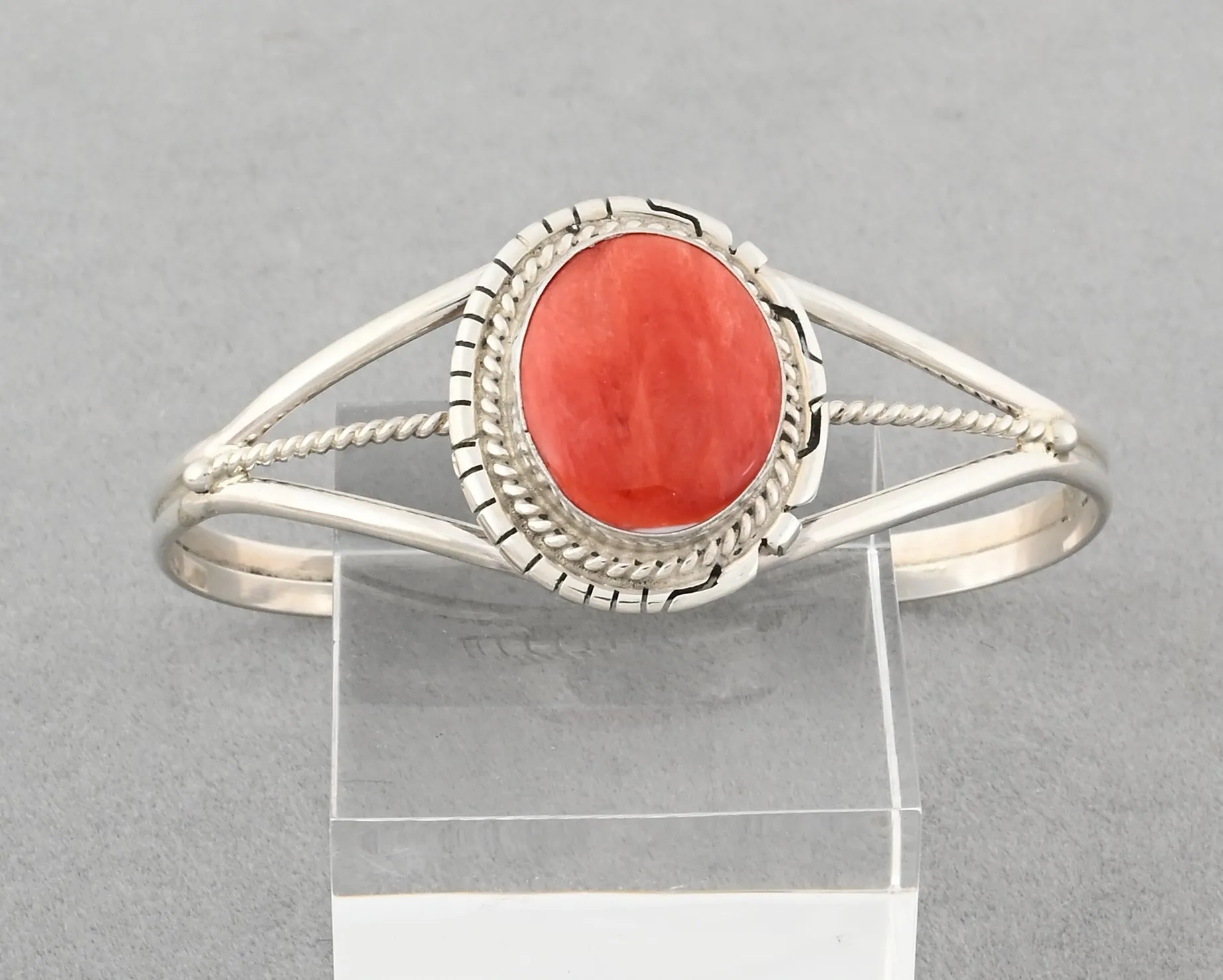 Cuff Bracelet with Spiny Oyster by Peggy Skeets