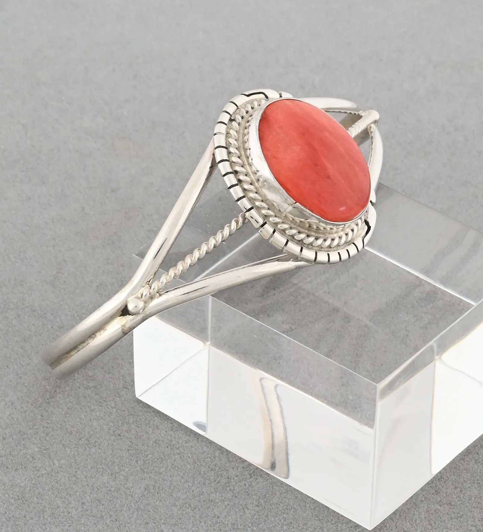 Cuff Bracelet with Spiny Oyster by Peggy Skeets
