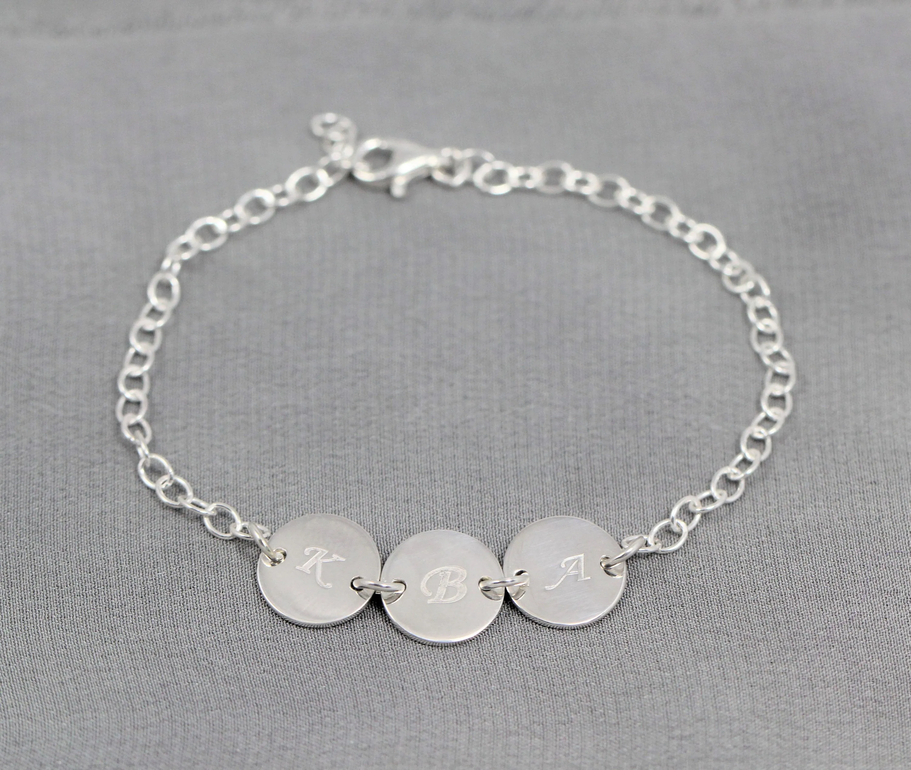 Custom Initial Bracelet, Sterling Silver Jewelry for Mom
