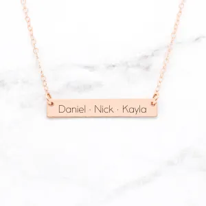Custom Name Bar Necklace - Personalized Gift For Mom
