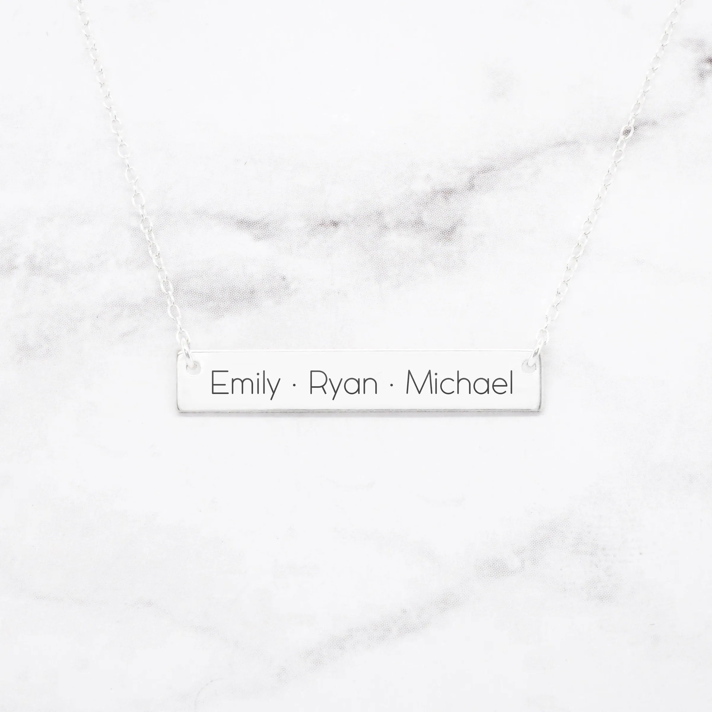 Custom Name Bar Necklace - Personalized Gift For Mom