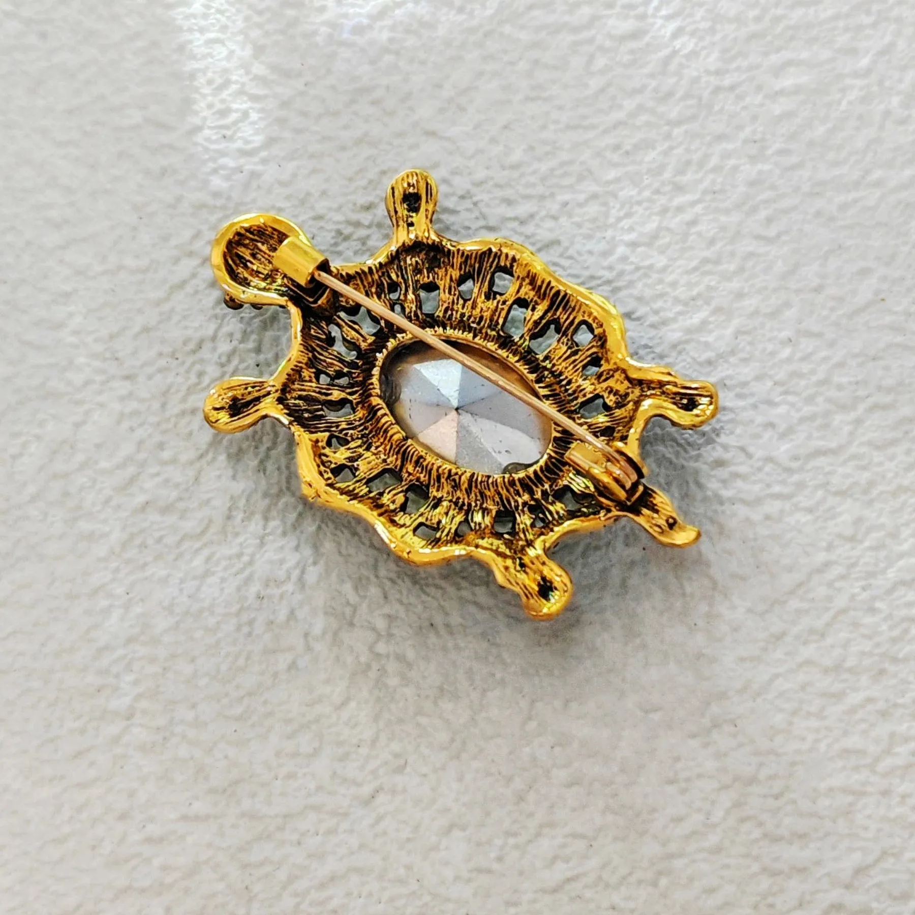 Cute Green Rhinestone Sea Turtle Brooch Pin Beach Jewelry