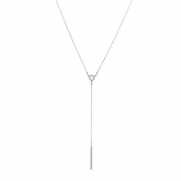 CZ Y-Drop Bar Necklace