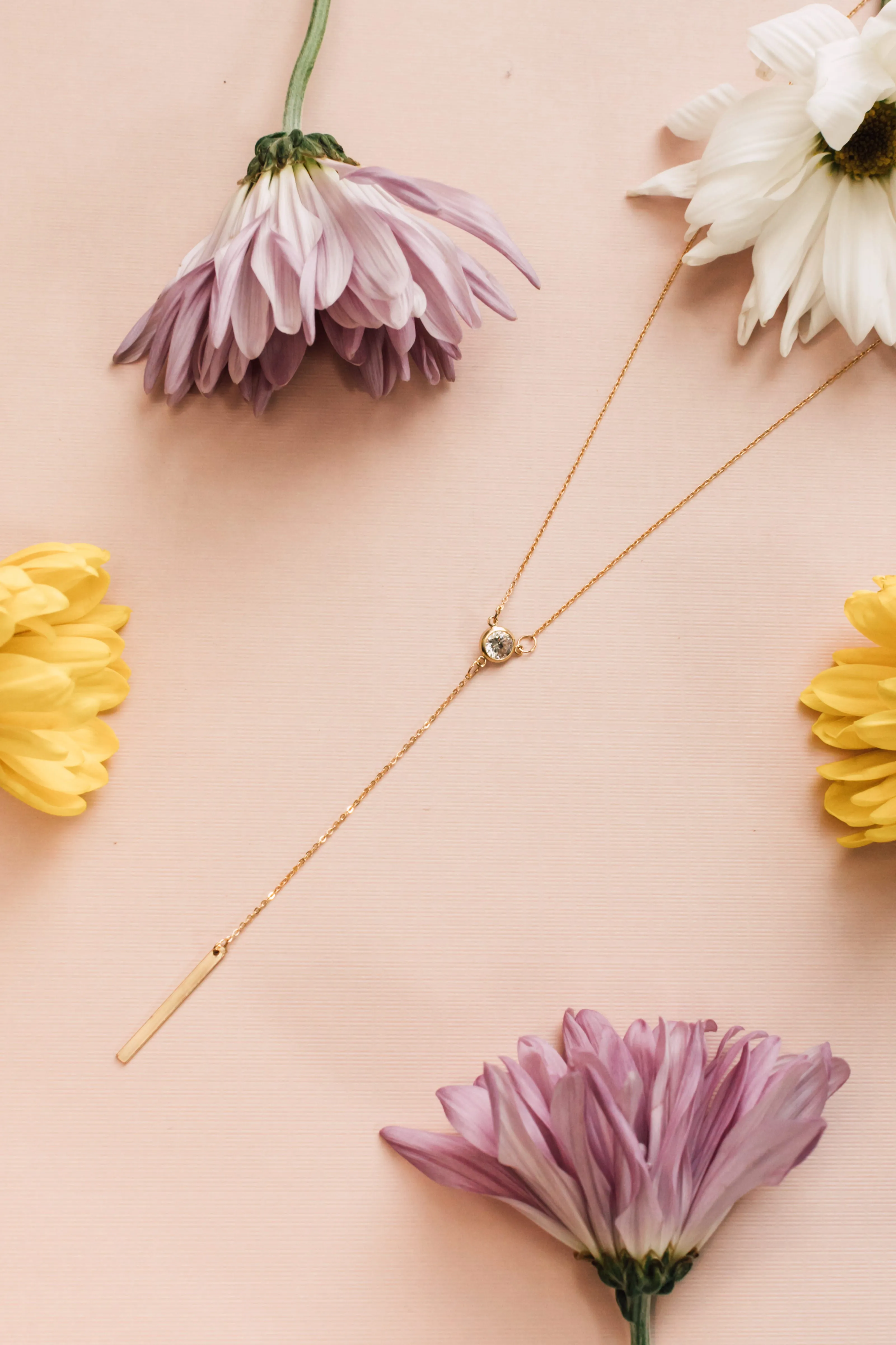 CZ Y-Drop Bar Necklace