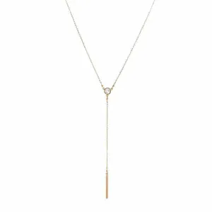 CZ Y-Drop Bar Necklace