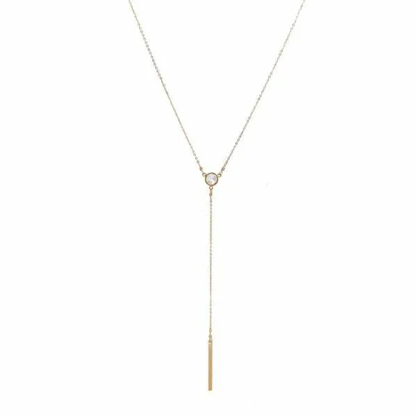 CZ Y-Drop Bar Necklace