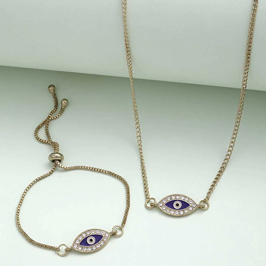 Dark Blue Crystal Boundary Evil Eye Jewellery Set