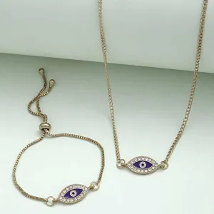 Dark Blue Crystal Boundary Evil Eye Jewellery Set