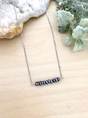 Dark Pearl Bar Necklace