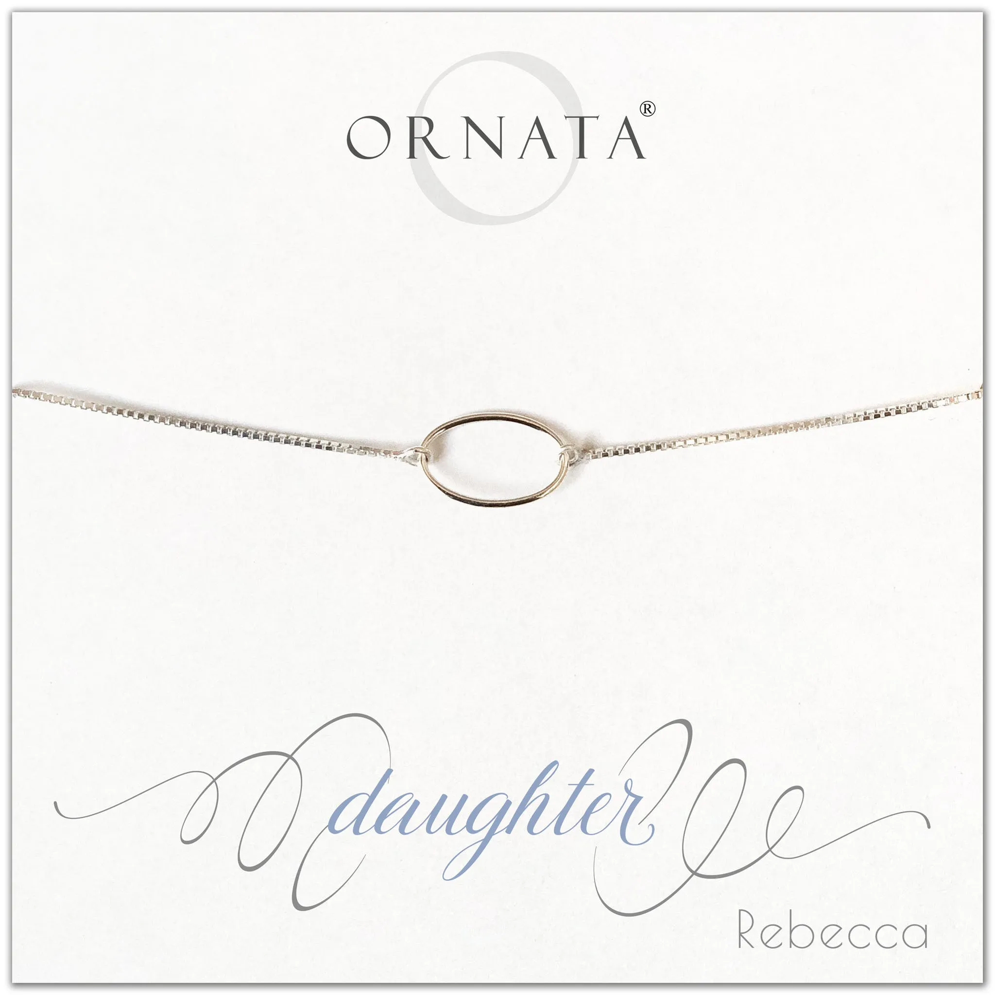 “Daughter” Sterling Silver Bolo Bracelet on Personalized Jewelry Card