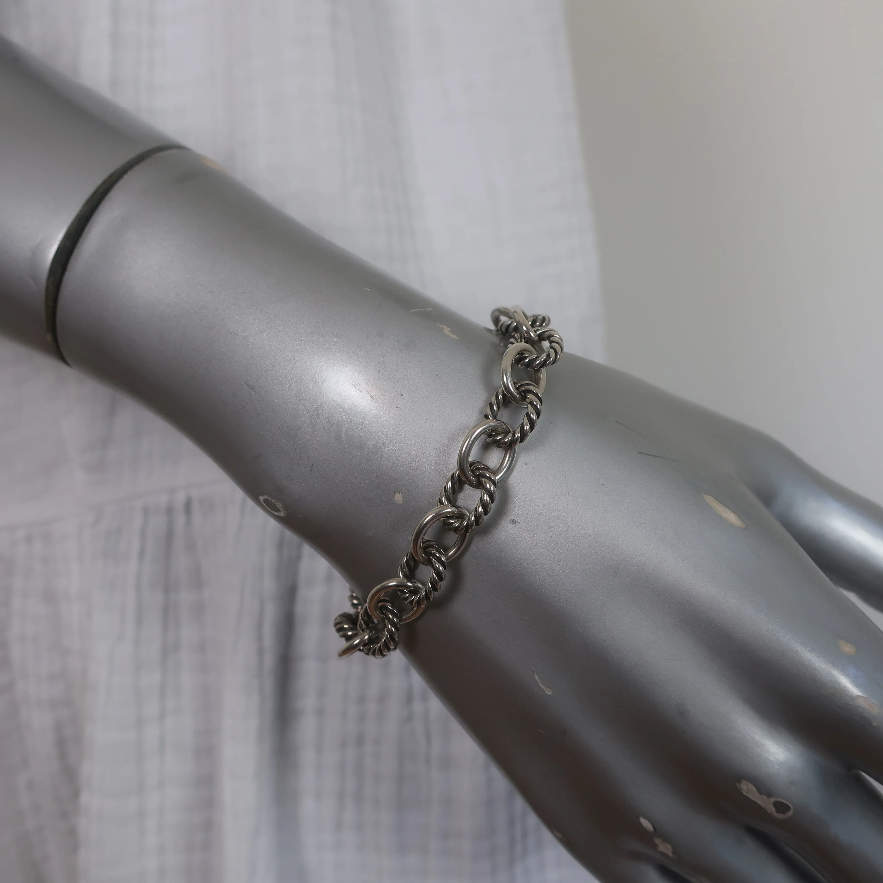 David Yurman Oval Link Chain Bracelet Sterling Silver 10mm 7" Long