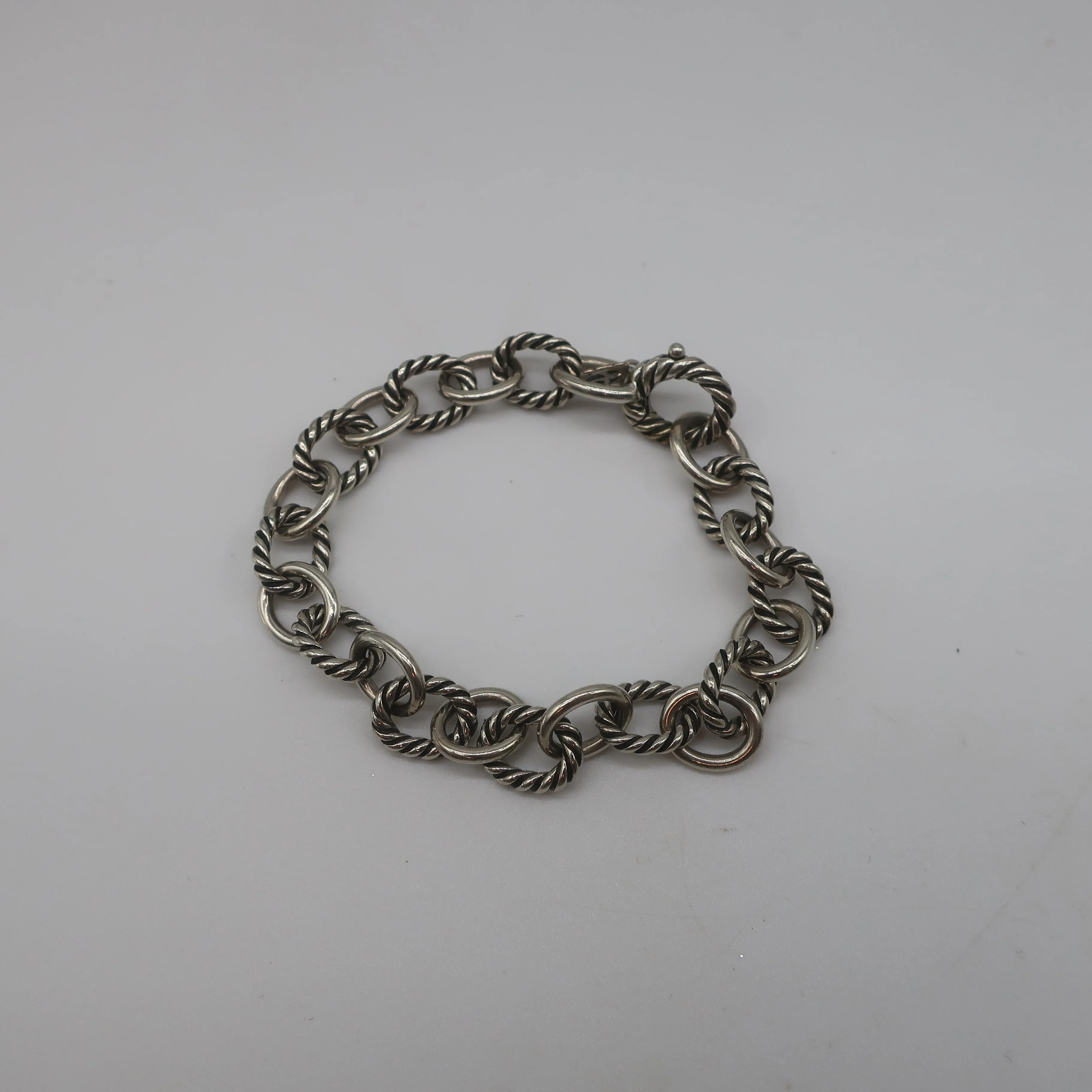 David Yurman Oval Link Chain Bracelet Sterling Silver 10mm 7" Long