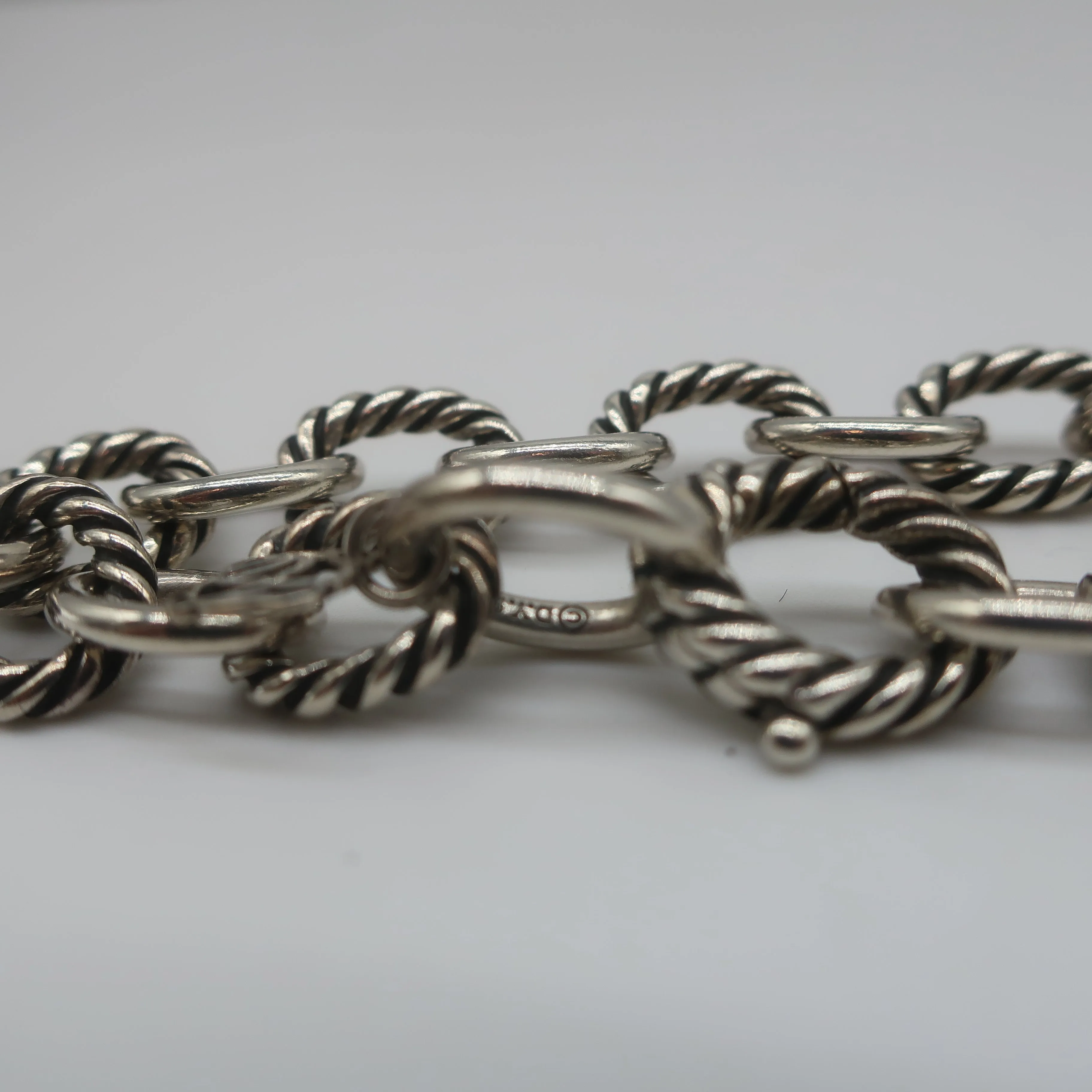 David Yurman Oval Link Chain Bracelet Sterling Silver 10mm 7" Long