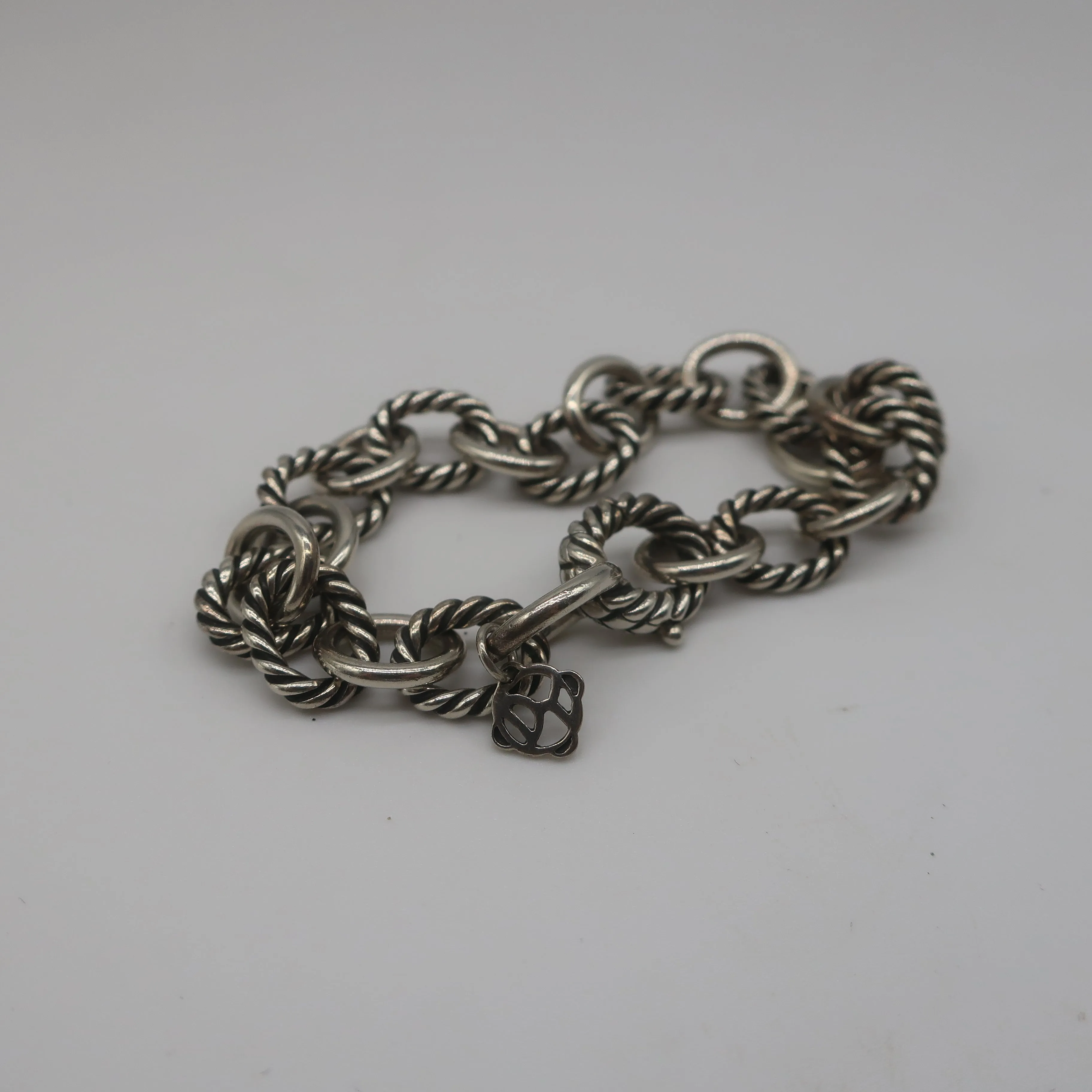 David Yurman Oval Link Chain Bracelet Sterling Silver 10mm 7" Long