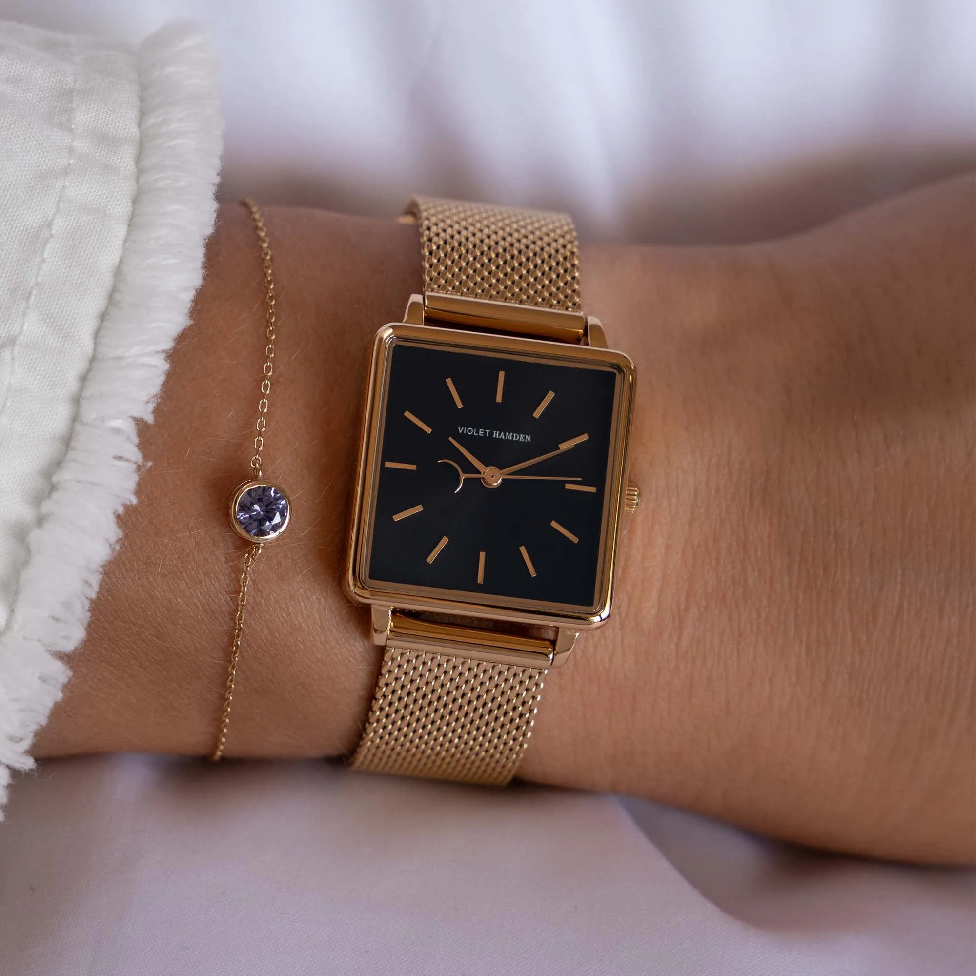Dawn square ladies watch gold coloured and black