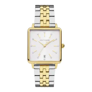 Dawn square ladies watch silver- and gold coloured